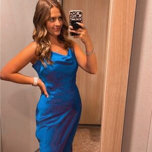 Express Blue Cowl Neck Sheath Dress